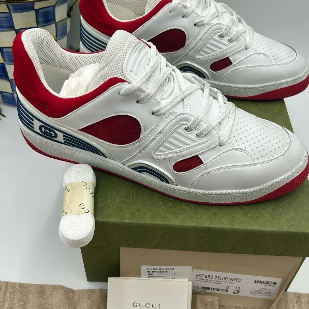 Men’s Gucci, leather low top basket sneakers size 12 made in Italy